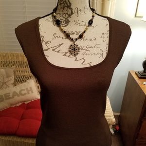 Simple Jones NY chocolate sweater tank top